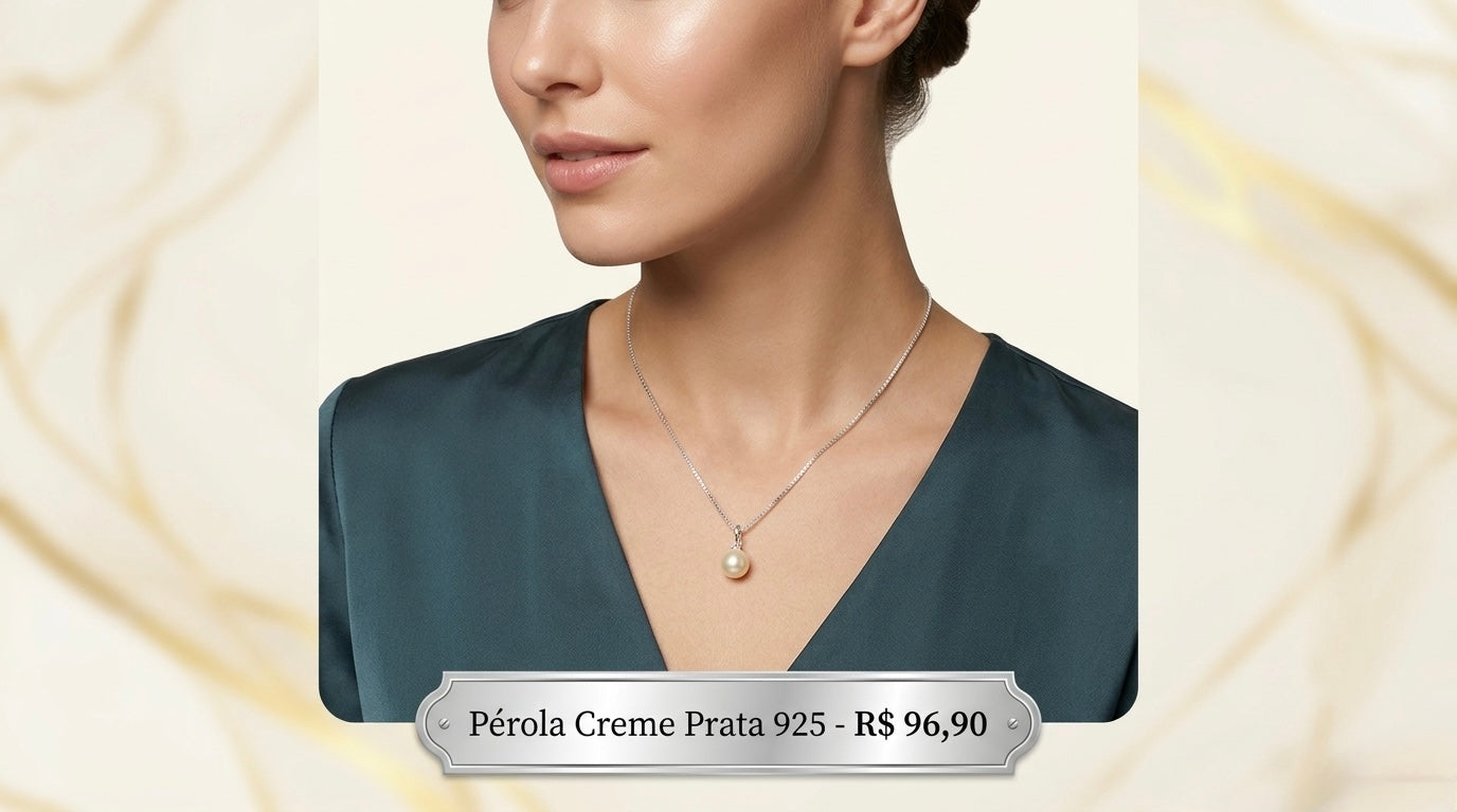 Colar com Pérola Creme